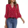 Camisa de Manga Larga con Adorno de Encaje Floral Pequeño de Moda Transfronteriza Europea y Americana, Top Versátil de Temperamento Elegante Casual para el Trabajo