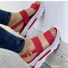 Transfronterizo 2023 nuevo verano comercio exterior talla grande con sandalias de cuña de viento dulce fabricantes femeninos venta al por mayor