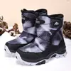 Botas de Nieve para Niños Invierno Engrosadas Terciopelo Cálido Zapatos de Algodón para Niños Medianos y Grandes Impermeables Antideslizantes Zapatos con Garras Lote Transfronterizo Azul