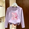 Camiseta de manga comprida para meninas 2026 nova coleção de outono camiseta básica infantil roupa íntima casual top de algodão puro para meninas pequenas início do outono
