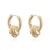 Aogu Estilo Metálico Europeo y Americano Chapado en Oro de 18 Quilates Diseño Anudado Pendientes Retro para Mujer Ins Personalidad de Nicho Accesorios para Orejas Nuevo