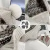 Gorro Retro Fair Isle para Mujer, Gorro de Lana Estilo Coreano para Otoño e Invierno, Cálido, Cortavientos, Gorro Protector de Orejas, Gorro de Punto Estilo Coreano para Adelgazar el Rostro