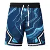 Shorts de praia casuais da moda e populares AJ, respiráveis, de secagem rápida e com corte solto, com design estampado em estilo de rua americano, adequados para basquete e vendas transfronteiriças