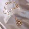 Colar Pingente Estrela de Oito Pontas Pedra Olho de Tigre Maillard Feminino Retrô High-End Light Luxury Corrente para Suéter Acessórios Elegantes de Nicho