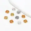Color Oro 18K Cobre Chapado Conserva Color Tapa de Cuentas Flor Hueca Microincrustada Zirconia Separador Pulsera de Cuentas Sueltas DIY Tapa Flor Accesorios de Joyería C21