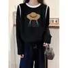 Camiseta de forro polar de manga larga con bloques de color para mujer, engrosada, color albaricoque, top cálido, moderno, versátil, adelgazante y de moda, capa base