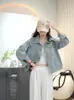 Popular na Internet Estilo Europeu Algodão Lavado Vintage Jaqueta Jeans Feminina Primavera e Outono Novo Estilo Coreano Solta Manga Longa Curta Camisa