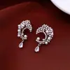 Pendientes de Luna de Zircón Perla Aguja de Plata Estilo Francés, Pendientes de Botón Exquisitos Versátiles Estilo Palacio, Pendientes Elegantes de Nicho de Lujo Ligero para Mujer