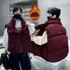 Chaleco chaleco de cuello alto para niños, toma real, corto, holgado, sin mangas, otoño e invierno, nueva ropa exterior, niños medianos y grandes, rojo salsa