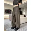 Pantalones casuales rectos holgados de marca de moda para hombre, talla grande, para otoño, con cinturón, estilo retro old money