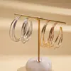Pendientes Geométricos Metálicos de Múltiples Capas en Forma de C Transfronterizos Europeos y Americanos, Pendientes Simples, Elegantes, Versátiles y de Alta Gama