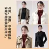 Camada Base Térmica Feminina Slim Fit Manga Longa com Gola Alta Meia-Altura Forrada com Fleece Espessada para Outono e Inverno