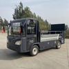Camión de basura de transferencia pequeña con plataforma hidráulica eléctrica, cubo de basura de sótano, patinete plano de transferencia