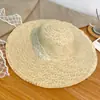 Sombrero de Paja Tejido de Ala Ancha para Protección Solar de Verano Transfronterizo Sombrero de Playa con Lazo para Vacaciones en la Costa Sombrero para el Sol para Mujeres