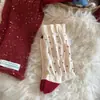 Songmu Lucky Dog Meias de Lã de Seda Vermelhas Meias Femininas de Cano Médio Outono Inverno Quentes Meias Folgadas de Ano Novo