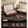 Caja de almacenamiento para joyas de madera maciza, exquisita y de alta gama, regalo de boda, gran capacidad para collares, pendientes, anillos y accesorios
