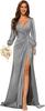 Vestido de Noche para Mujer de Comercio Exterior Transfronterizo Europa y América Amazon Color Sólido Sexy Cuello en V Abertura Tirantes Vestido Largo Vestido de Noche
