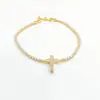Retención de Color Fuerte Chapado en Oro 18K14K Nuevo Brazalete de Fila Única Incrustado con Circonita Joyería Simple Versátil Estilo Ins Europeo Americano para Mujer