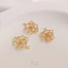 Pingente que Preserva a Cor Ouro 14K Preenchido Pingente de Rosa Cortado Curvo Ondulado Material Artesanal DIY Pingente para Brincos Pulseira