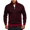 Suéter Cardigan Casual de Lã Grossa para Outono e Inverno para Homens, Gola Alta, com Capuz, Zíper, Peça de Roupa Externa Tricotada