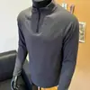 Sudadera de patchwork de estilo americano resistente, moderna, con media cremallera para hombre, nueva para otoño e invierno, de corte holgado, versátil, con cuello alto, de manga larga para hombre