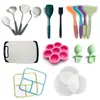Juego de Utensilios de Cocina de Silicona de Grado Alimenticio Sartén Antiadherente Espátula Cucharón para Sopa Casero Raspador Herramientas Especiales para Hornear