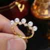 Accesorios DIY Anillo de Perla Elegante de Plata de Ley S925 Soporte Vacío Fila de Múltiples Perlas Soporte para Anillo de Diamante Producto Semi-Terminado 3-4mm