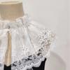 Gola Falsa de Renda Versátil com Bordado de Renda de Algodão de Camada Dupla Vintage Gola de Boneca Lolita Amarrada com Renda