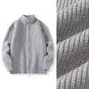 Suéter masculino com zíper e gola alta parcial estilo americano, suéter de tricô casual folgado quente estilo coreano para jovens, suéter preguiçoso
