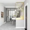 Divisória de Tela Nova Estilo Chinês de Luxo Leve com Padrão de Paisagem de Bambu, Tela Decorativa de Ferro Feita Sob Medida para Sala de Estar e Hall de Entrada
