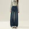 Jeans de pierna ancha, color naranja joven, liso, minimalista, casual para mujer, de tiro alto, corte holgado, adelgazantes, favorecedores, de moda, versátiles y largos hasta el suelo