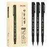 [Deli 2] 75514 Pluma Delgada, una Caja de 12 Plumas Pequeñas Recargables de Letra Regular, Plumas Suaves y Plumas Duras para Práctica de Caligrafía