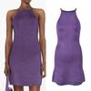 Verão Novo 2023 Moda Francesa Roxo Brilhante Vestido de Malha Sexy Elegante Sem Mangas Alça Saia