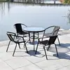 Mesa e Cadeira de Ferro Simples Moderna para Jardim de Lazer ao Ar Livre com Guarda-chuva Combinação de Cadeira de Rattan Conjunto de Três Peças para Pátio Varanda Mesa de Café Pequena