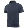 2026 Novo Estilo Zíper Meio Curto Manga Curta Masculino Alta Elasticidade Profissional Secagem Rápida Roupa Corrida Fitness Roupa Camiseta Esportiva Casual Masculina