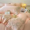Juego de Cama de Lujo de Seda Helada de Cuatro Piezas para Verano Modelo Nuevo 2026 Ropa de Cama Suave y Sedosa para Dormir Funda Nórdica Sábana