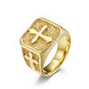 Anillo cruzado de acero inoxidable retro transfronterizo de Amazon, estilo europeo y americano, personalidad de nicho para hombre, joyería de mano de acero de titanio