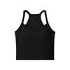 Top de tirantes halter Shenjiang para mujer, Primavera y Otoño, con almohadillas en el pecho, copas fijas, diseño de espalda bonito, espalda cruzada, cuello en V, estilo corto