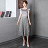 Vestido Aliexpress 2026 Verano Nuevo Estilo Cuello en U Cintura Ceñida Vestido Largo Vestido de Noche para Actuación Presentadora para Mujer