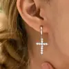 Joias de Moda Personalizadas Europeias e Americanas Transfronteiriças Brincos com Pingente de Zircônia Cruz Dourada para Mulheres Joias de Comércio Exterior