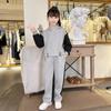 Moda Nueva para Niños Primavera y Otoño Traje con Capucha de Empalme Estilo Coreano Moderno