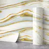 Pegatinas de pared autoadhesivas IXPE transfronterizas, patrón de olas en capas azul y dorado, rollo de renovación de papel tapiz brillante, al por mayor