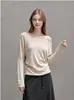 Suéter feminino de gola diagonal um ombro 2026 novo folgado estilo preguiçoso toque de alta qualidade ombro a ombro blusa de tricô básica 2665
