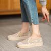 Zapatos de Pescador Perezoso de Nuevo Estilo Primavera y Verano con Suelas Suaves, Zapatos de Malla con Cordones para Mujer, Estilo Slip-On, Zapatos Planos Huecos Inspirados en Chanel