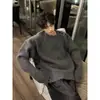 Suéter de Tricô Americano Retrô com Botões para Homens, Jaqueta Cinza Pesada com Design Único, Tricô de Nicho, Tricô Grosso Pesado