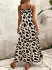Nuevo Vestido Largo de Leopardo con Tirantes Finos, Cuello en V, Talla Grande, Estilo Vacacional Holgado, Europeo y Americano, Transfronterizo, 2025