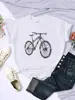 Camiseta Hecha de Letras de Bicicleta para Mujer Verano Transpirable Casual Manga Corta Moda Calle Hip-Hop Tops para Mujer