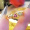 Anillo de corazón de melocotón retro cepillado con circonita candy sweetheart nuevo corindón rojo lujo ligero anillo de diamante de amor de alta gama para mujer