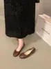 Zapatos casuales para mujer con falda roja de noche elegante estilo francés, como de hada, suaves, con lazo para calzar
