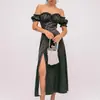 Vestido de Verano 2026 para Mujer, Nuevo Estilo Europeo y Americano, Exportación, Fresco y Sexy, de un Hombro, con Abertura, Ajustado, Estampado